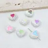 Creme dupla face zircônia contas de amor acrílico contas soltas DIY material de contas artesanal acessórios para corrente de celular