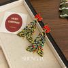 Nuevos aretes de árbol de Navidad con goteo de aceite, atmósfera, sentido de la moda, alto valor de color, combinan con todo, personalidad, aretes de lazo rojo