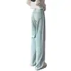 Novos Jeans Bordados com Flores de Ameixa Estilo Nacional Chinês para Mulheres, Primavera/Verão 2026 Novos Calças de Cintura Alta Soltas Retas Skinny Wide-Leg