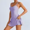 Venta al por mayor transfronteriza de ropa de yoga, vestido de tenis strapless con sensación de segunda piel, ropa de fitness reductora, minifalda deportiva para mujer, dropshipping de una pieza