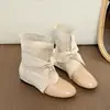 Botas de Plataforma Retrô Bico Fino Botas Martin Femininas 2026 Outono/Inverno Novo Estilo Botas de Cowboy Ocidentais Botas de Calça Botas Largas