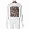 Estilo Europeo y Americano Verano Nuevo Estampado de Leopardo Chica Sexy Estilo Pura Lujuria Top Tubo con Cuello de una Línea Chaleco Adelgazante