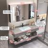 Lavabo de Encimera de Roca Cerámica Mueble de Baño Lavamanos Combinación Juego de Baño Brillante Gabinete de Baño Sencillo