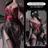 Uniforme Lencero PinYuan: Puro Deseo Conjunto de Kimono Oscuro Negro Estampado Estilo Japonés Puro Deseo para Mujer, Kimono Sexy