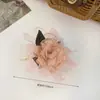Pinza para el pelo con forma de flor de rosa de malla sintética, Pinza de estilo perezoso, Pinza de tiburón grande tipo hada, Accesorio para el pelo para recoger el pelo suelto