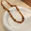 Colar Vintage Maillard com Contas Empilhável Design Usável Senso de Estilo Alto Valor de Beleza Corrente de Lã Versátil Elegante Corrente para Clavícula Feminina
