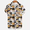 2024 Exportação Verão Novo Estilo Impressão Digital Popular 3D Simples e Fofo Pequeno Animal Camisa Casual Solta Masculina