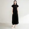 Vestido de Verano de Alta Gama con Plisado Resistente, Corte Holgado para Mujeres de Tallas Grandes, Vestido Largo Elegante y Rejuvenecedor, Vestido Largo Plisado
