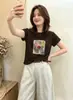 Camiseta de Algodón Acanalado para Mujer, Fábrica Fuente Shisanxing de Guangzhou, Top de Manga Corta Ajustado de 220g, Suministro Exclusivo Segunda Remesa de Verano