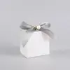 Caja de dulces pequeña en blanco para fiesta, cumpleaños, caja de embalaje para regalo pequeño con lazo de cinta