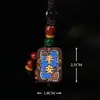 Chaveiro Pingente Amuleto da Paz Pintado em Chifre de Rinoceronte e Jacarandá, Pingente para Carro Tecido Estilo Chinês, Item de Artesanato Colecionável