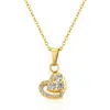 Suministro Directo Transfronterizo Ins Collar de Acero Inoxidable con Colgante de Corazón Cadena de Clavícula Moderna para Mujer Chapado en Zirconia 18K en Forma de Corazón