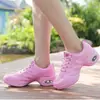 Zapatos de Baile Nuevos de Verano Transfronterizos, Zapatos de Baile Moderno de Malla Tejida Fly Transpirables, Zapatos de Baile de Suela Blanda para Baile Cuadrado de Adultos