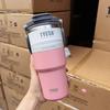 Tyeso Taza de Café Nueva Aislamiento Térmico de Doble Capa y Aislamiento Frío Bolso Taza de Hielo Gran Capacidad Acero Inoxidable Doble Bebida Taza para Coche