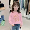 H2061 # Camiseta de Manga Larga para Niña Algodón Puro Nueva Ropa de Otoño Ropa Infantil Moda Primavera y Otoño Top Holgado para Niños Mayores
