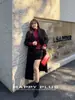Suéter Runqi Plus Size Estilo Francês Social Gola Alta Meia Pele Veludo Macio Tricô 9323 Outono/Inverno Novo Look para o Trabalho