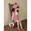 Conjunto de Shorts de Verano para Niñas Estilo Nuevo Ropa de Verano para Niños Pequeños y Medianos Moda Bebé Cuadros sin Mangas Shorts Conjunto de Tres Piezas