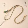 Feito à mão tecido de quatro fios nó Xiangyun Ruyi cordão de colar de cristal de morango com fecho ajustável diy cordão para pingente de jade