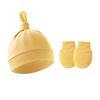 Comercio Exterior Primavera y Otoño Delgado Sombrero para Bebé Fetal Sombrero para Recién Nacido Sombrero para Bebé con Nudo y Pompón Set de Sombrero y Guantes de una Sola Capa