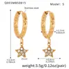 Miduoduo Joias Europeias e Americanas Aço Inoxidável Estrela de Cinco Pontas Zircônia Totalmente Cravejada Brincos Banhados a Ouro Real 18K Brincos Elegantes da Moda