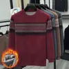 Suéter de Terciopelo Chenilla para Hombre de Invierno Cuello Redondo Tejido Grueso Top Cálido Tejido Base Camiseta para Papá Hombre