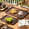 Bandeja imitación madera, bandeja de té rectangular retro estilo chino nuevo, bandeja para servir, bandeja de almacenamiento para juego de té de café, postre, bocadillos