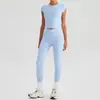 Conjunto de Sutiã Esportivo de Manga Curta com Gola Halter e Bolso para Corrida e Yoga Calça Longa e Curta para Mulheres