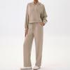 Suéter deportivo de moda europea y americana, conjunto de dos piezas con capucha, top holgado, pantalones de pierna ancha, traje deportivo para correr
