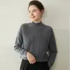 26 Nuevo Suéter Básico de Cachemira para Otoño e Invierno, Cuello Alto Medio, Engrosado, con Patrón de Diamantes, de Punto Pullover Holgado de Manga Larga