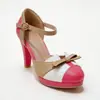 Modelo de comercio exterior transfronterizo verano 2026 sandalias huecas de tiras con hebilla de moda de tacón alto de color bloqueado talla grande 40-48 AliExpress