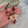 Nuevo Collar Tejido de Madera con Flores de Estilo Chino Retro Étnico con Cuentas Cadena Clavícula Nicho Ajustable Collar Estilo Antiguo
