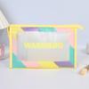 Bolsa de Cosméticos de PVC Transparente Esmerilado Color Macaron Gran Capacidad Impermeable Bolsa de Aseo Viaje Portátil Bolsa de Cosméticos
