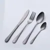 Cuchillo, tenedor y cuchara de acero inoxidable Spot Juego de 4 piezas para regalo Cuchillo para bistec dorado juego bañado en oro 1010 hotel Vajilla occidental