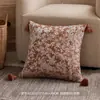 Estilo vintage francés almohada decorativa con borlas florales bordadas muestra de habitación muebles suaves cojín decoración de B&B estilo campestre americano cojín lumbar