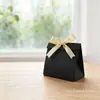Caixa de Presente Kraft Lisa, Caixa de Embalagem com Laço Exquisito, Caixa de Lembrancinha de Casamento com Borda Ondulada, Caixa de Doces de Casamento