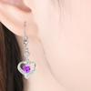 Kalamei Pendientes de Corazón de Melocotón con Larga Duración Pendientes de Botón Diamante de Colores Circonita Blanca Morada Rosa Pendientes de Corazón con Borla