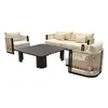 Sofá Exterior de Aleación de Aluminio, Silla de Mimbre de Diseño para Patio de Villa Balcón Ocio, Juego de Muebles para Exteriores al Aire Libre