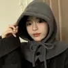 Gorro pasamontañas para mujer, gorro de punto liso de moda coreana para proteger las orejas, bufanda cálida de otoño e invierno, calentador de cuello, gorro para la cabeza