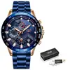 Reloj de Cuarzo de Negocios para Hombre Lige/Lige Transfronterizo Tres Ojos Seis Manecillas Multifunción Resistente al Agua Cronógrafo