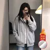 Moletom feminino solto e casual 2026, blusa fina com capuz para primavera e outono, novo estilo popular, jaqueta com zíper, inspirada em dopamina