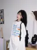 Nova Camiseta Branca de Algodão Puro de Manga Longa, Tamanho Grande, Solta, para Mulheres, com Design de Camisa para Usar por Baixo, Tops Nicho de Outono para Mulheres