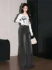 Jeans acampanados de cintura alta en negro y gris para mujer, nuevo estilo primavera/otoño 2026, aptos para petite, adelgazantes, pantalones acampanados que no se ajustan