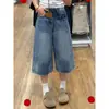 Calça Jeans Cropped Wide-Leg Vintage para Mulheres, Novo Estilo de Verão, Tamanhos Grandes, Adequada para Corpo em Formato de Pera, Caimento Solto, Calça Reta Emagrecedora
