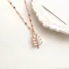 Pendente Cravejado com Diamantes de Aço Titânio Gravado Ouro Rosa Anel Duplo Romano Zircônia Colar Acessórios Femininos Atacado Versátil