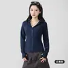 Moda Feminina Nova Outono 2026 Série Lu Moletom de Lã Slim Fit com Zíper Duplo e Capuz Jaqueta Quente