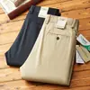 Pantalones Casuales de Negocios para Hombre Nuevos de Algodón Tencel para Primavera y Verano, Delgados, de Gama Alta, Frescos, Transpirables, Antiarrugas, Elásticos, de Pierna Recta Largos