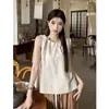 Camisola de Linho para Mulheres, Peça de Roupa Externa, Novo Estilo Verão 2026, Top de Algodão e Linho Estilo Mori Japonês, Camisa Sem Mangas Feminina