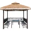 Pabellón de Paja al Aire Libre Patio Granja Cenador Casa de Huéspedes Patio Pequeño Carpa Parasol Carpa de Paja Simulada Refugio de Lluvia al Aire Libre