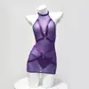 Lingerie Sexy Vermelha Peça Única Transparente Sem Alças Patchwork de Renda Uniforme de Tentação Hot Girl Sem Tirar 2827