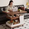 Mesa Lateral de Gabinete para Sofá de Sala de Estar en Casa, Carrito Móvil Plegable de Altura Ajustable, Mesa de Café para Balcón de Apartamento Pequeño, Modelo Nuevo 2026